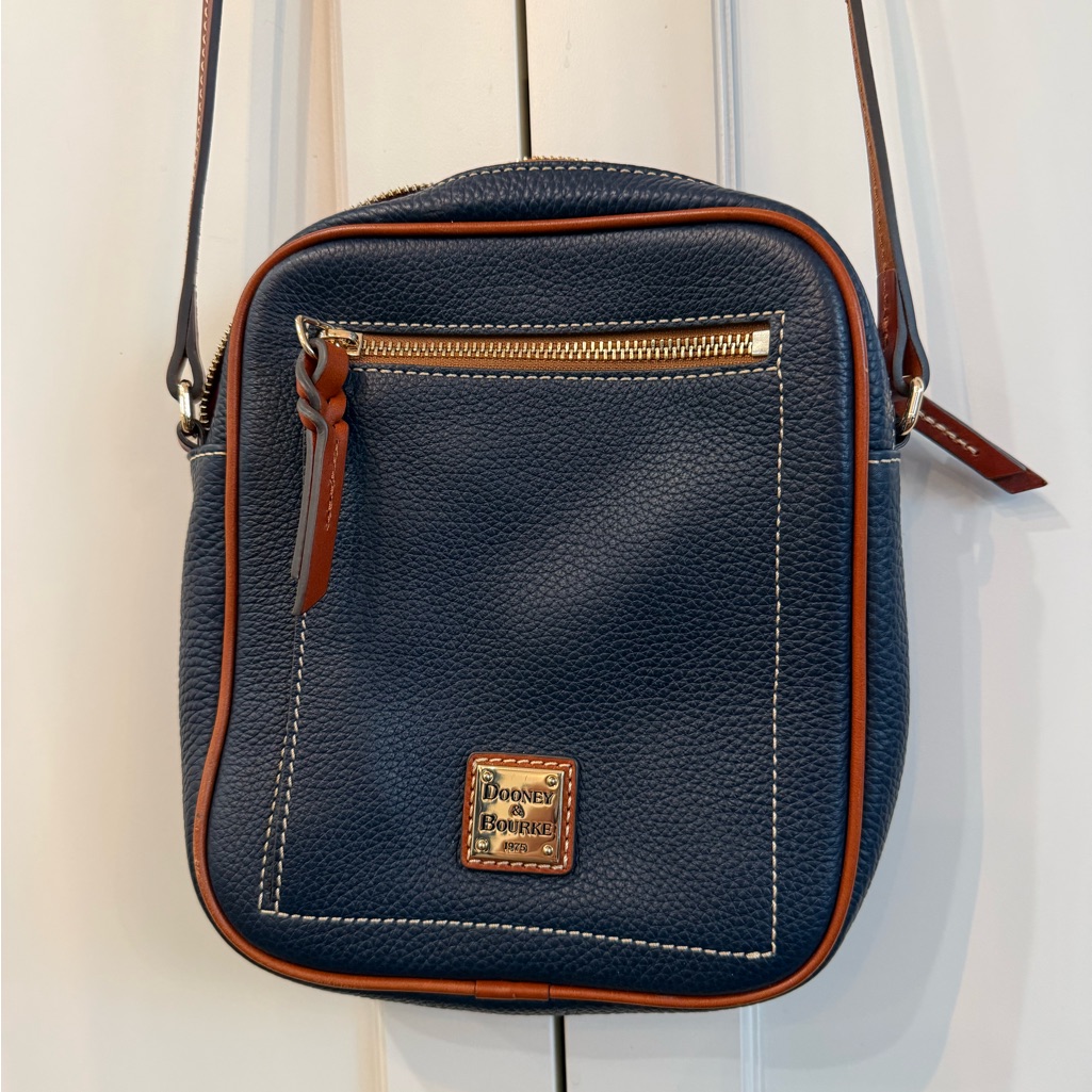 Dooney & Bourke Navy And Brown Camera Crossbody Bag